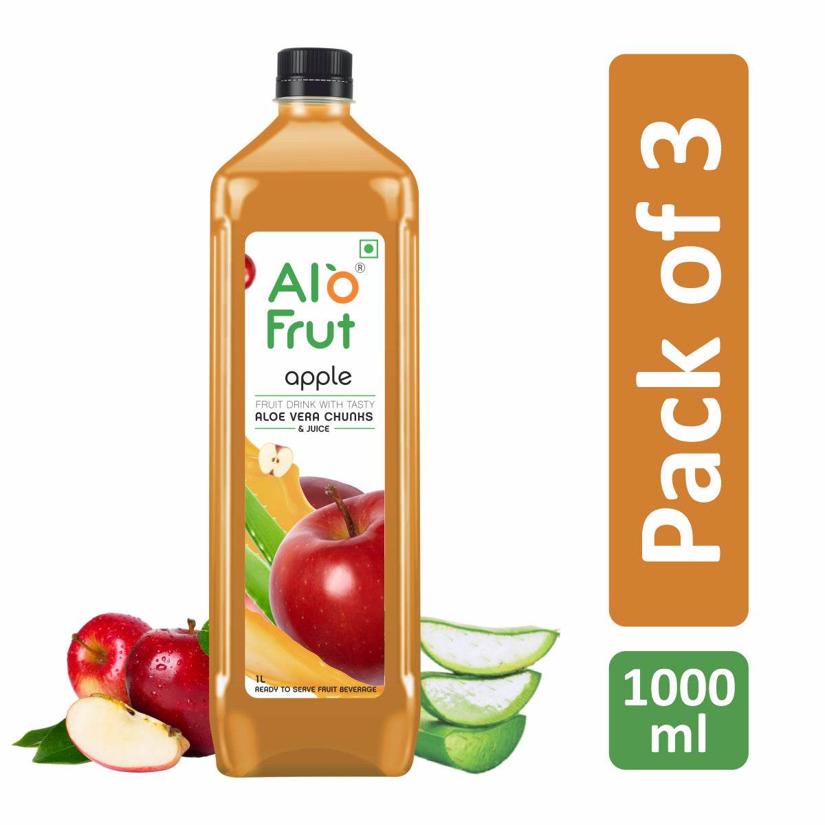 Alo Frut Apple Aloevera Chunks & Juice 1ltr