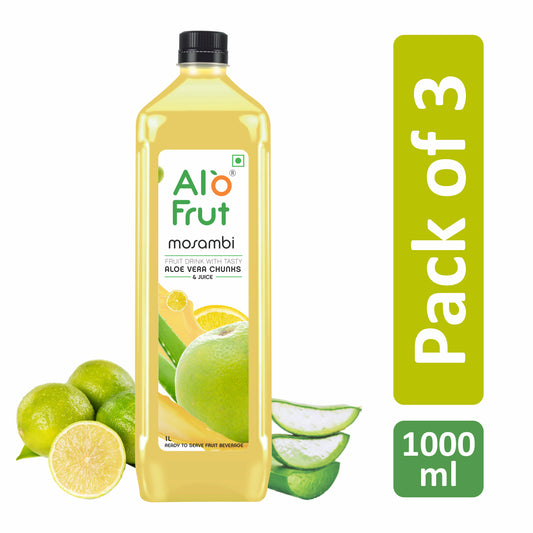 Alo Frut Mosambi Aloevera Chunks & Juice 1000ml (Pack of 3)