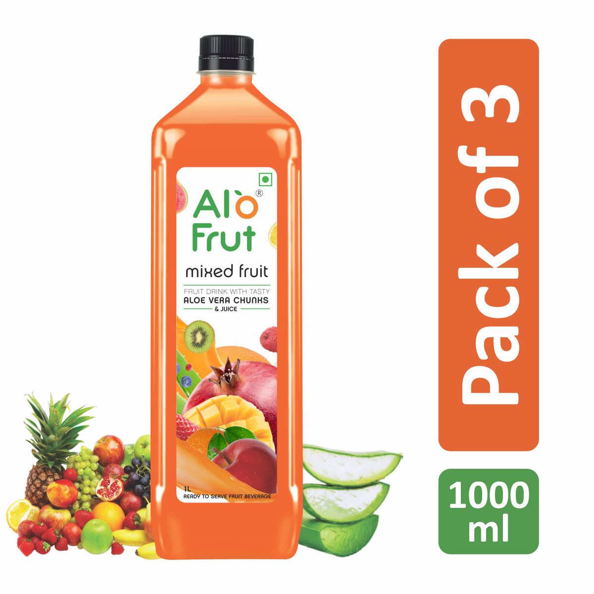 Alo Frut Mixed Fruit Aloevera Chunks & Juice 1 ltr