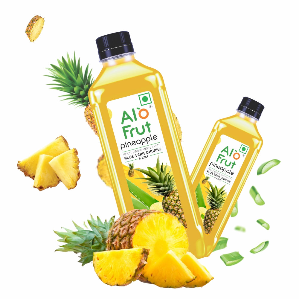 Alo Frut Pineapple Juice With Aloevera Chunks - 200ML (Pack of 48)