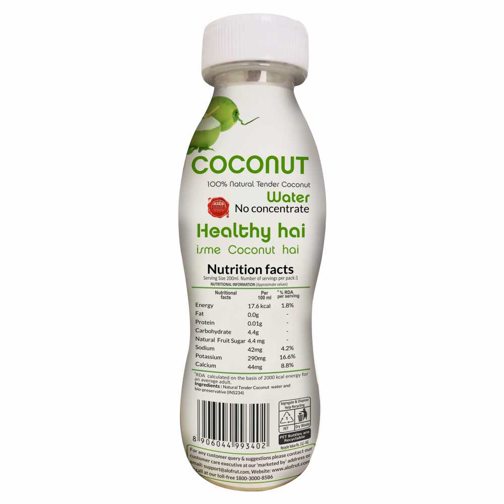 AloFrut Tender Pack Coconut Water 200ml (Pack of 8)