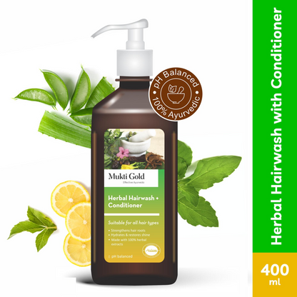 Mukti Gold Herbal Hairwash with conditioner Dispenser (400ml)