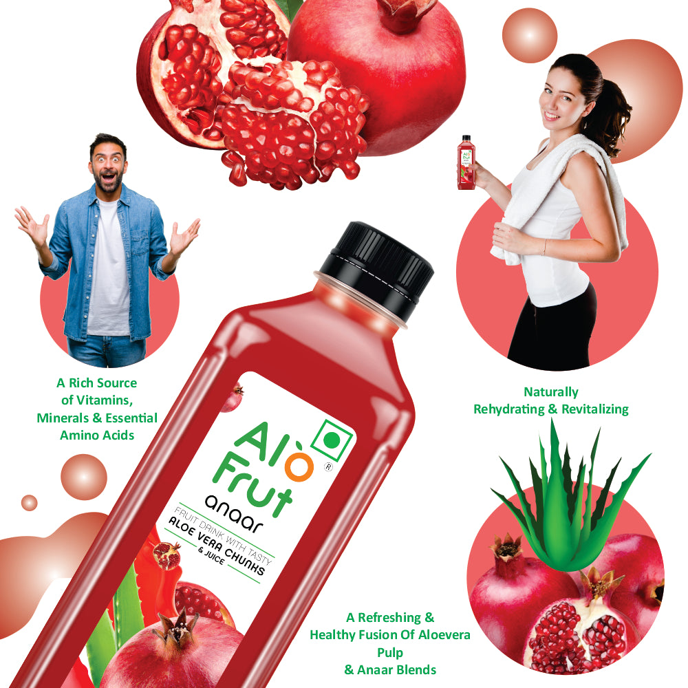 Alo Frut Anaar Juice With Aloevera Chunks - 320ml