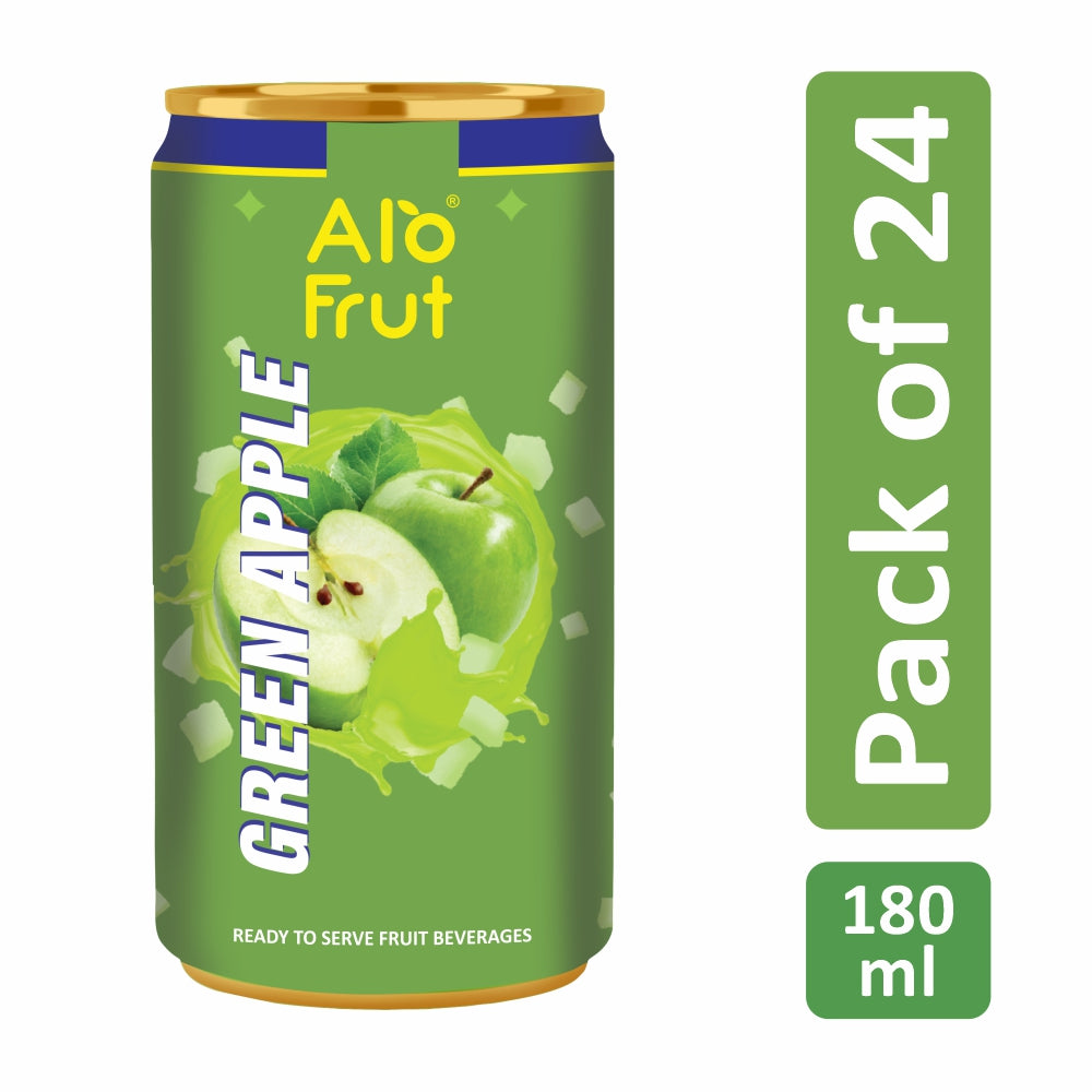 Alo frut Green Apple  Drink With Fruit  Bites - 180ML (Pack Of 24)