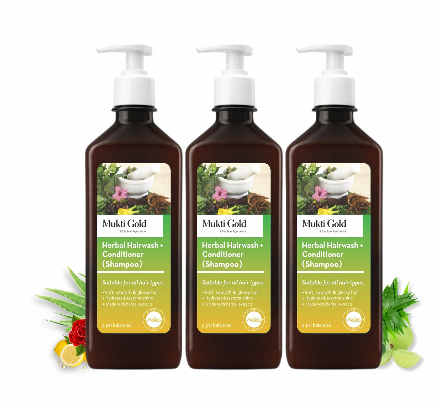 Mukti Gold Herbal Hairwash with conditioner Dispenser (400ml)