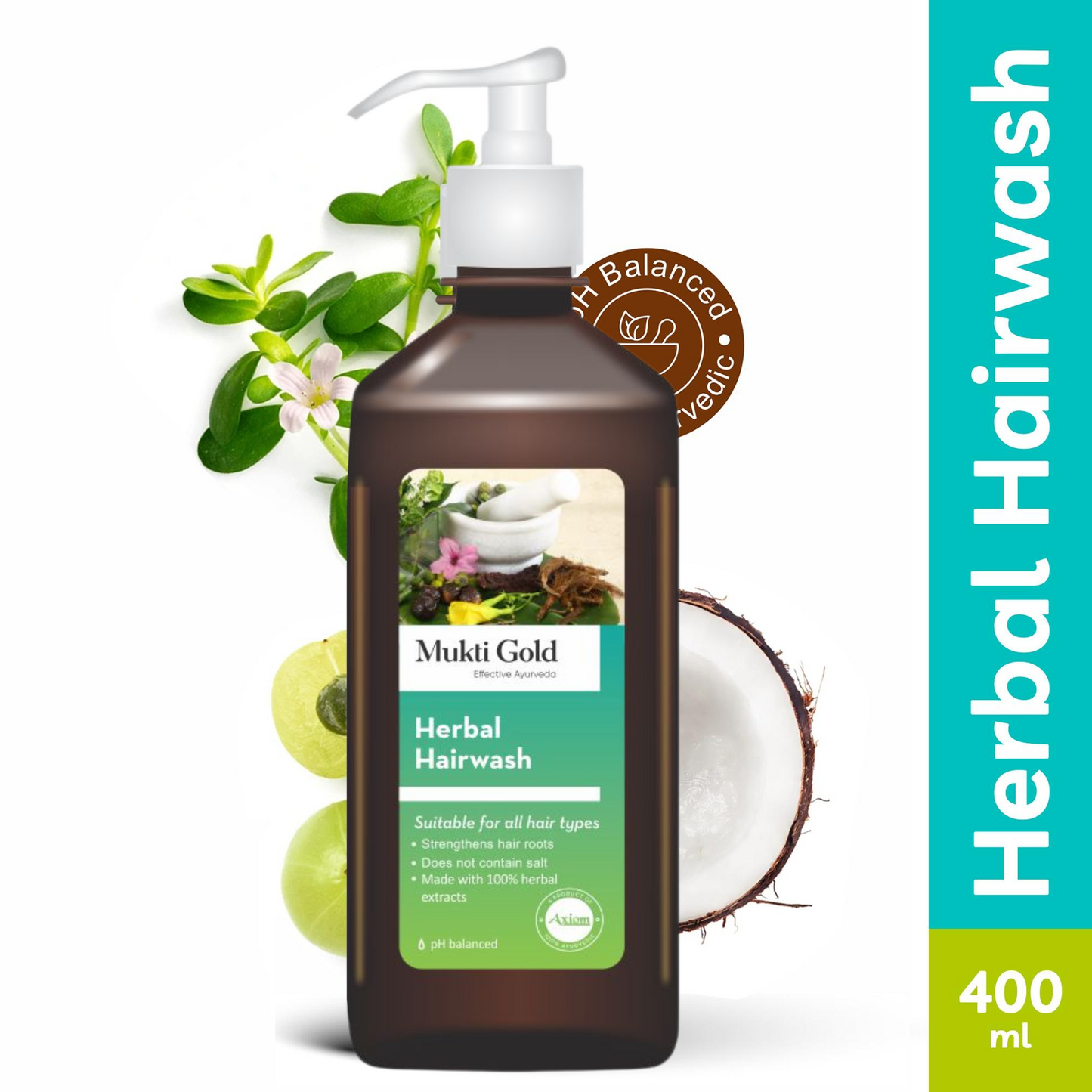 Mukti Gold Herbal Hairwash 400ml (Dispenser)