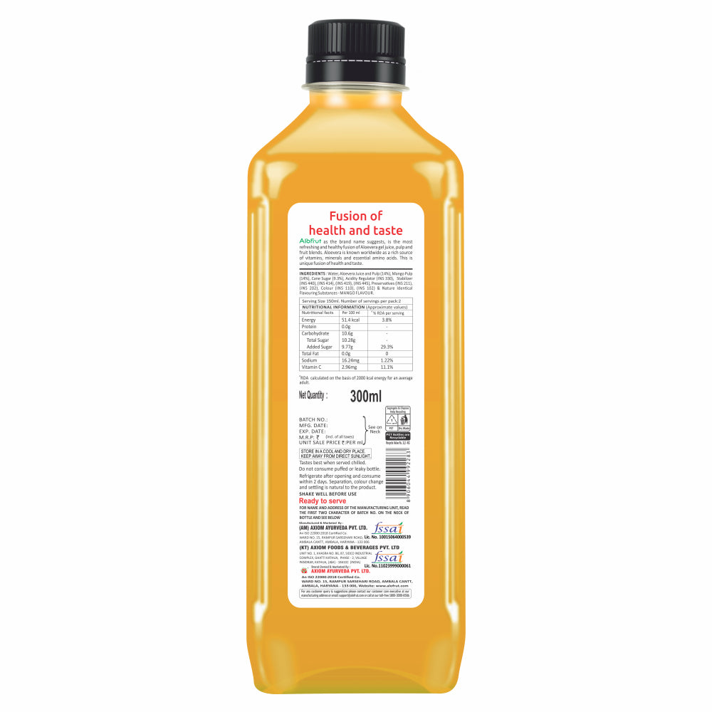 Alo Frut Mango Aloevera Chunks & Juice 300ML (Pack of 24)