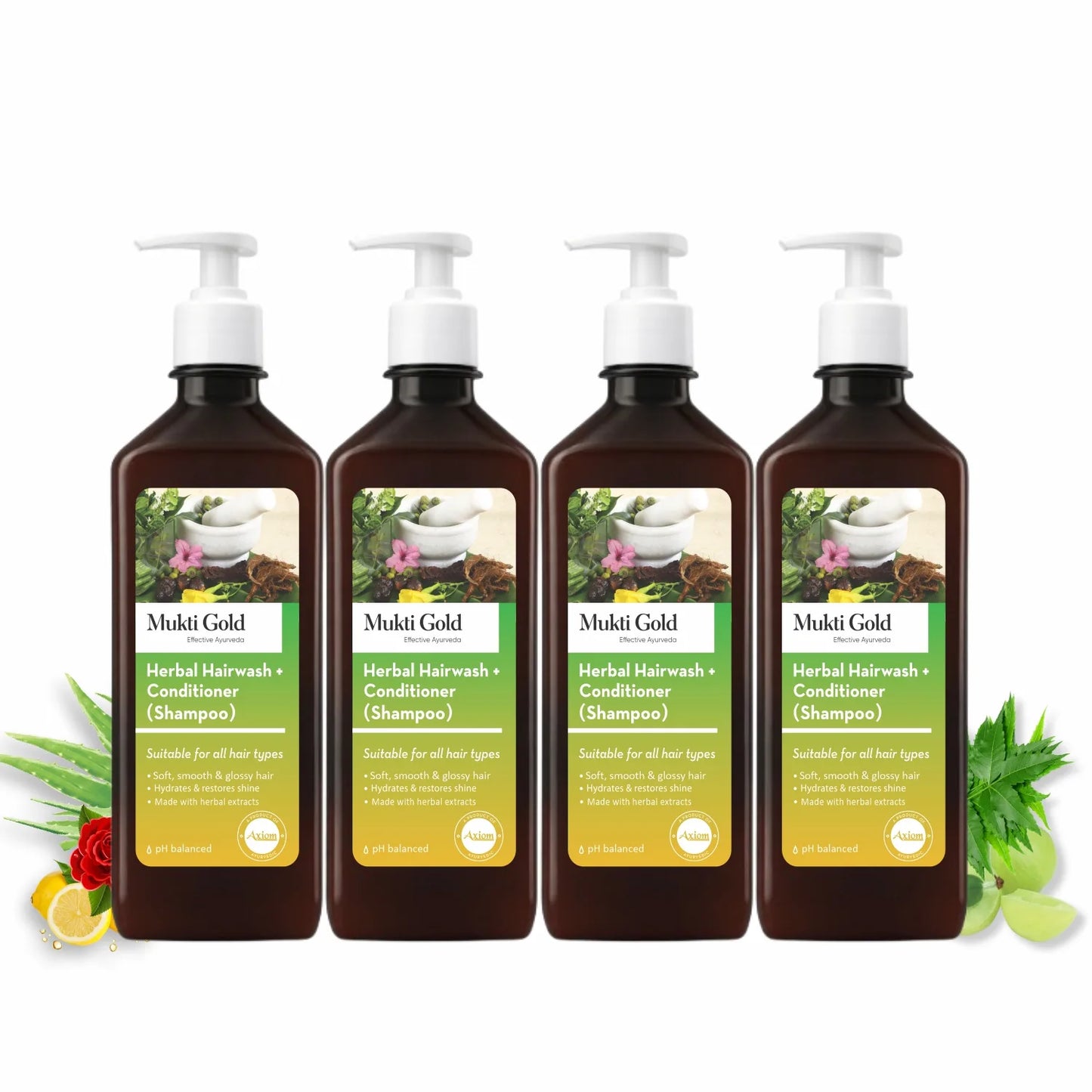 Mukti Gold Herbal Hairwash with conditioner Dispenser (400ml)
