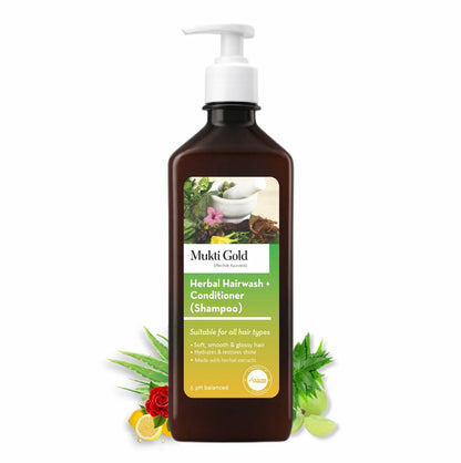 Mukti Gold Herbal Hairwash with conditioner Dispenser (400ml)