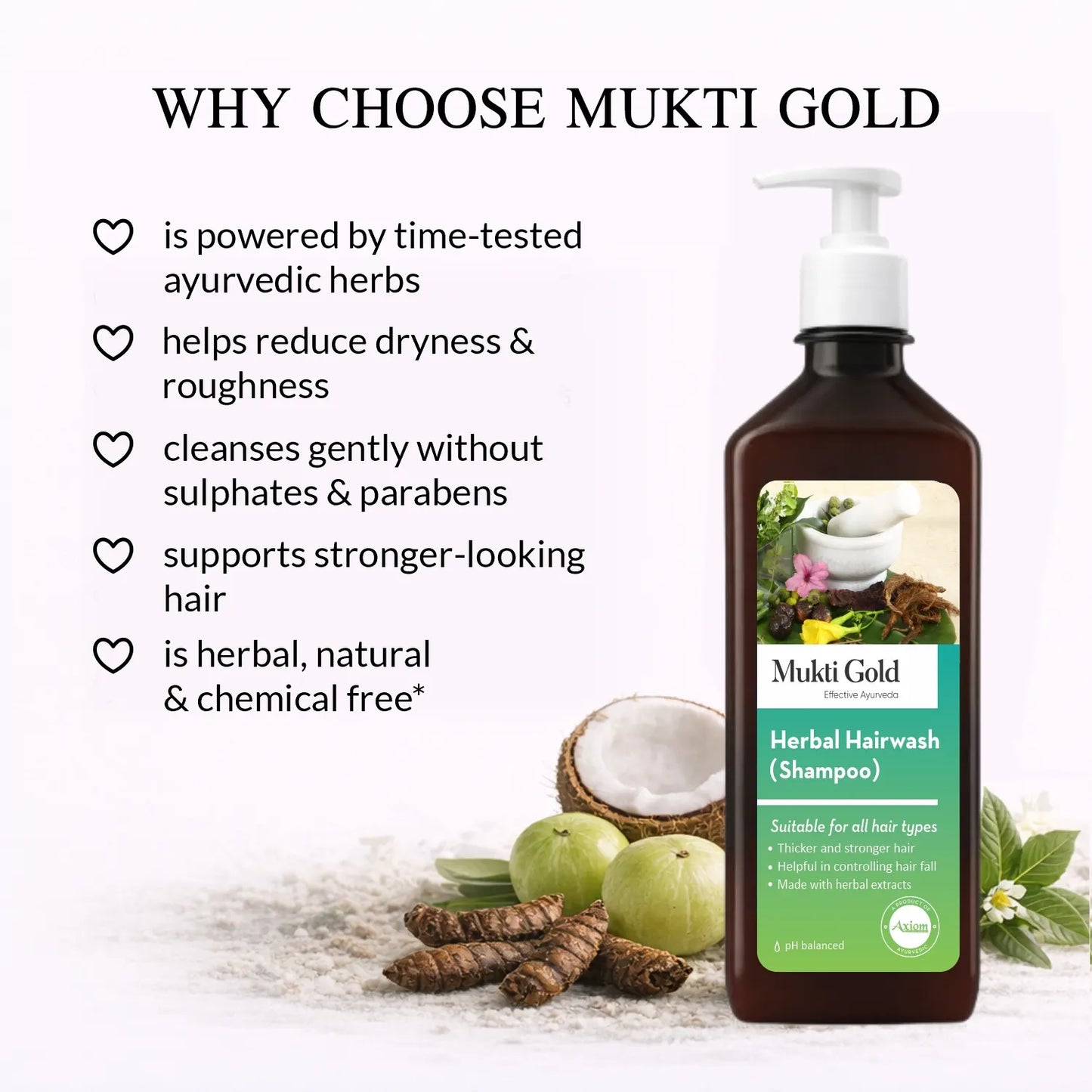 Mukti Gold Herbal Hairwash 400ml (Dispenser)