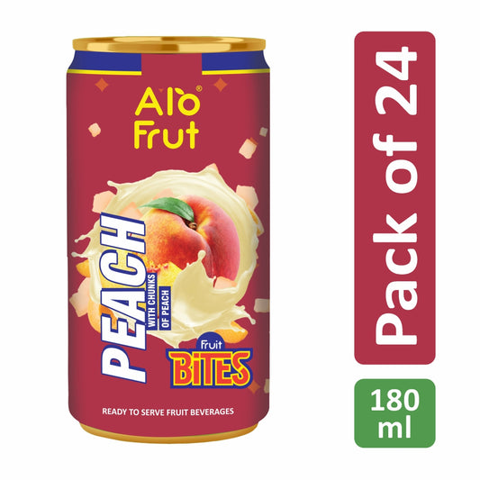 Alofrut Peach Drink With Fruit Bites -180ml (Pack Of 24)