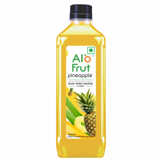 Alo Frut Pineapple Juice With Aloevera Chunks - 200ML (Pack of 48)