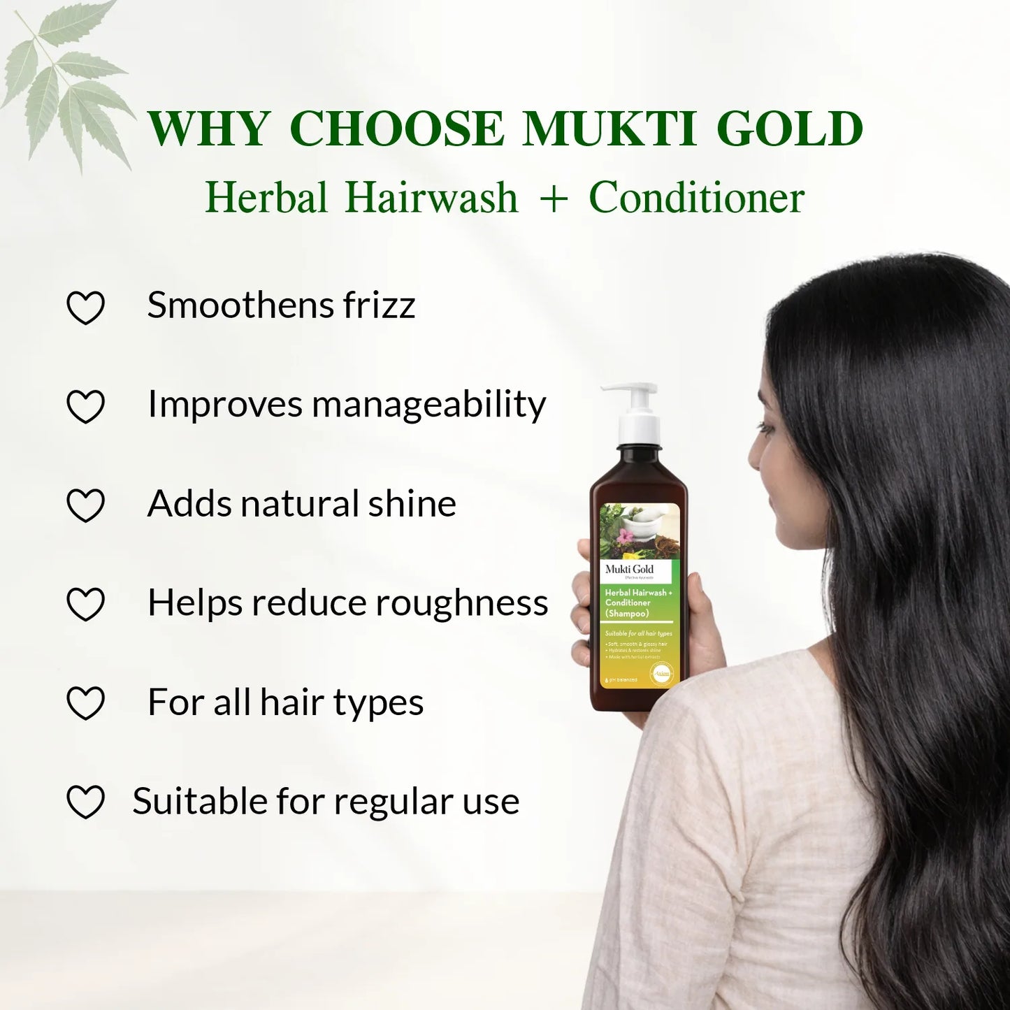 Mukti Gold Herbal Hairwash with conditioner Dispenser (400ml)