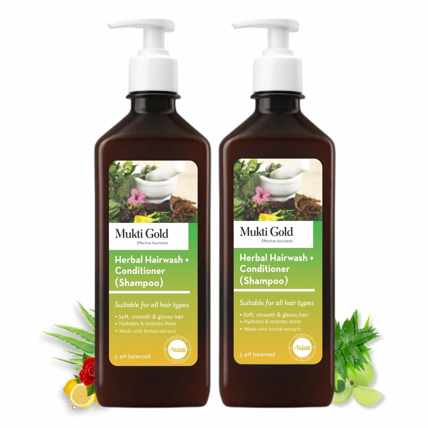Mukti Gold Herbal Hairwash with conditioner Dispenser (400ml)