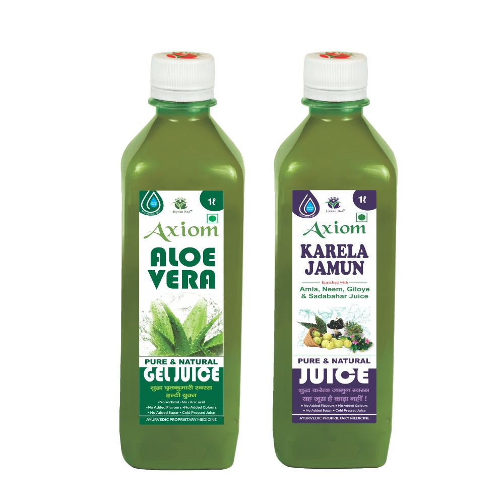 Axiom BP Go (2) Pack of Karela Jamun Juice 1 ltr + Aloevera Juice 1 ltr
