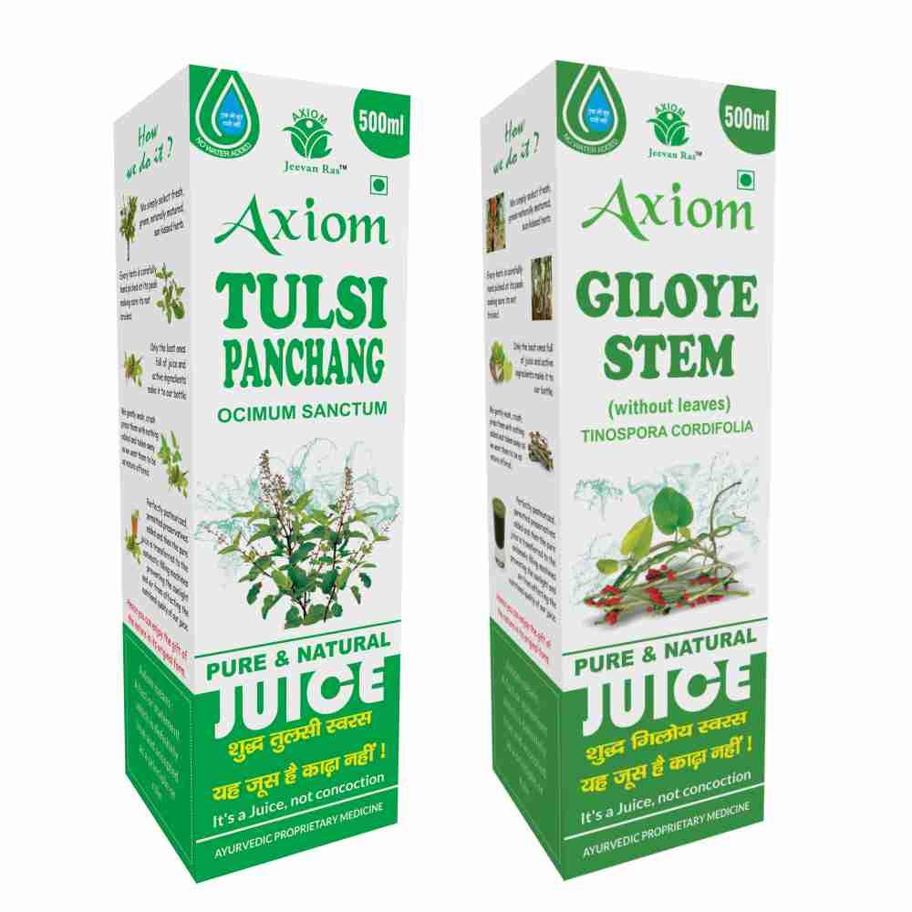 Axiom Jeevanras Tulsi Panchang 500 ml & Giloy Stem Juice 500 ml Combo