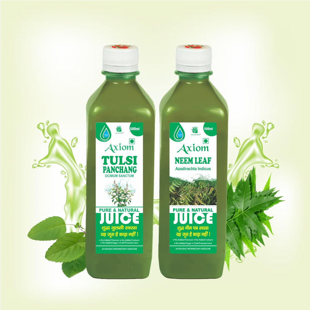 Axiom Itching Combo of Tulsi Juice 500ml + Neem Leaf 500ml