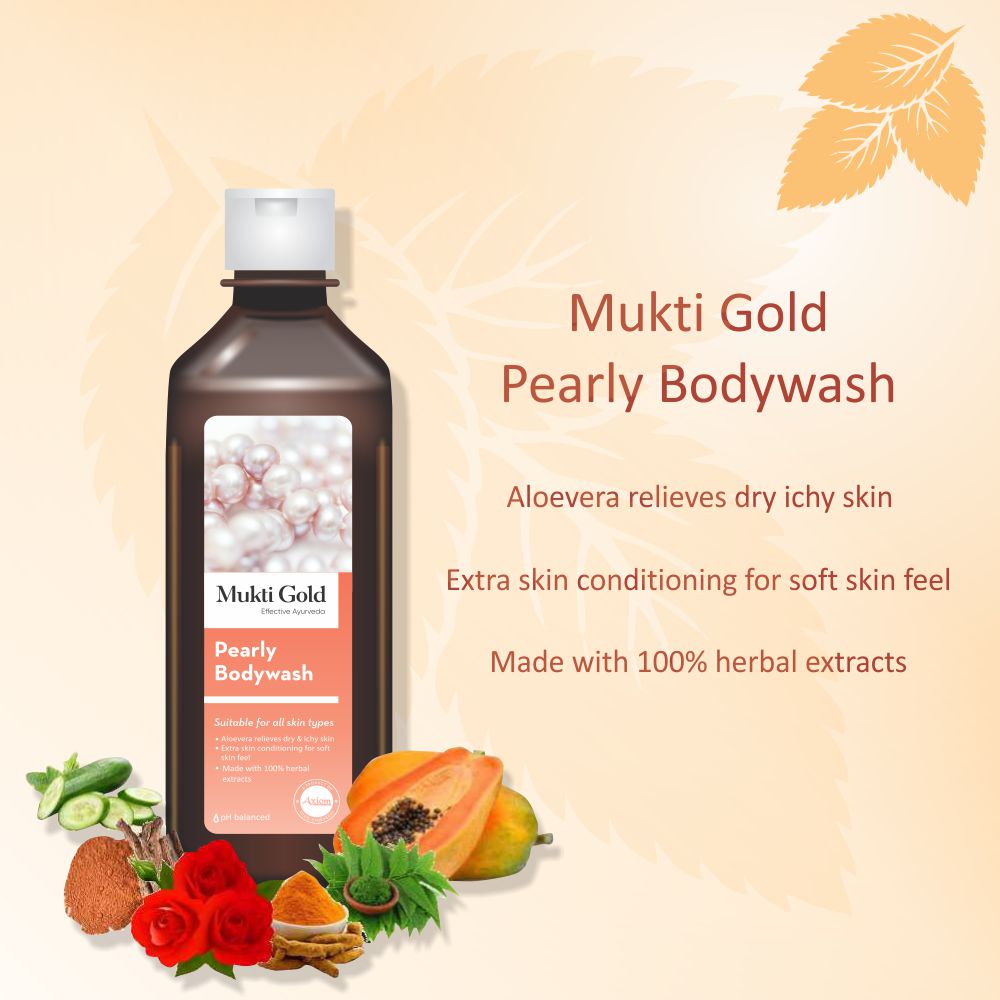 Mukti Gold Herbal Hair wash 500ml (fliptop) With Mukti Gold Pearly Body wash 250ml (dispenser)