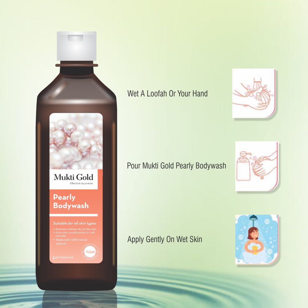 Mukti Gold Herbal Hair wash 500ml (fliptop) With Mukti Gold Pearly Body wash 250ml (dispenser)