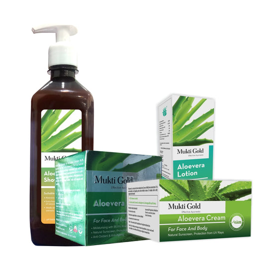 Axiom Skin Care (2) Pack of Aloevera Cream + Aloevera Lotion + Aloevera Green Gel + Aloevera Showergel I 100% Natural WHO-GLP,GMP,ISO Certified Product