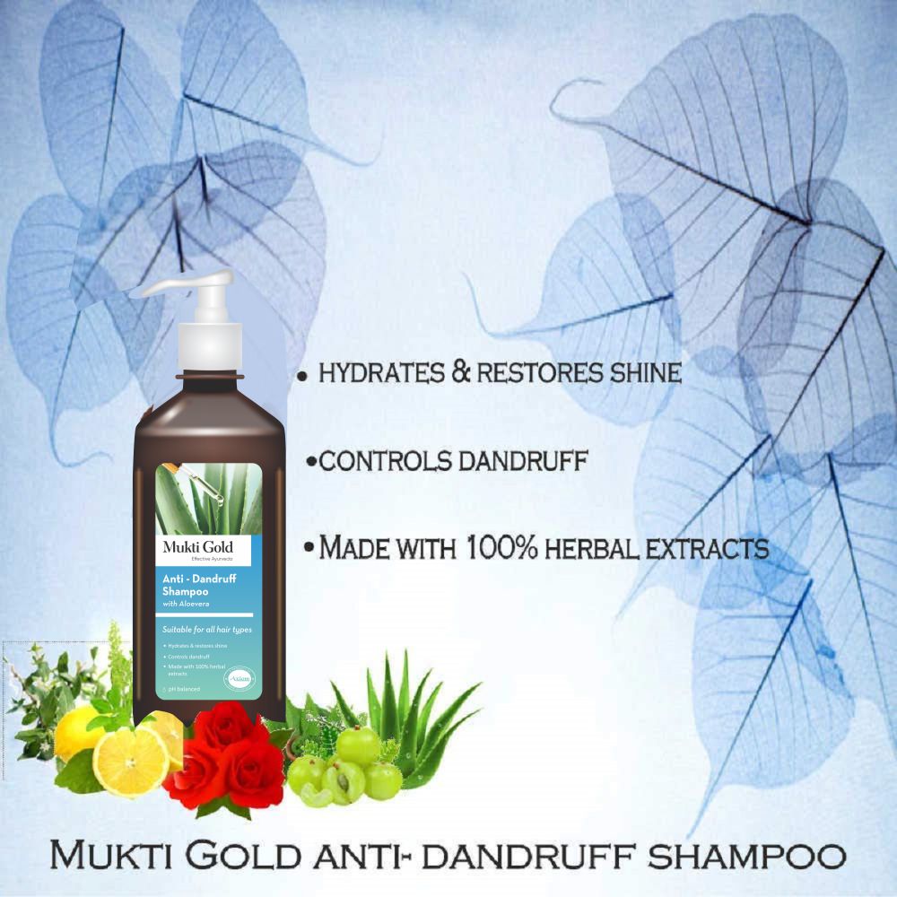 Axiom Mukti Gold Anti Dandruff shampoo 500ml (Dispenser) + Hair Oil 100ml + Aloevera Showergel 250ml (Dispenser)