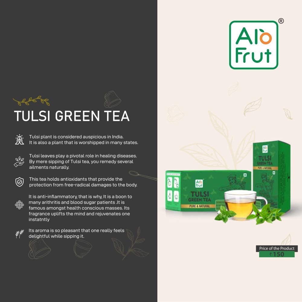 Alo Frut Green Tea Combo Pack of Green Tea , Tulsi Green Tea , Ginger Green Tea, Lemon Green Tea