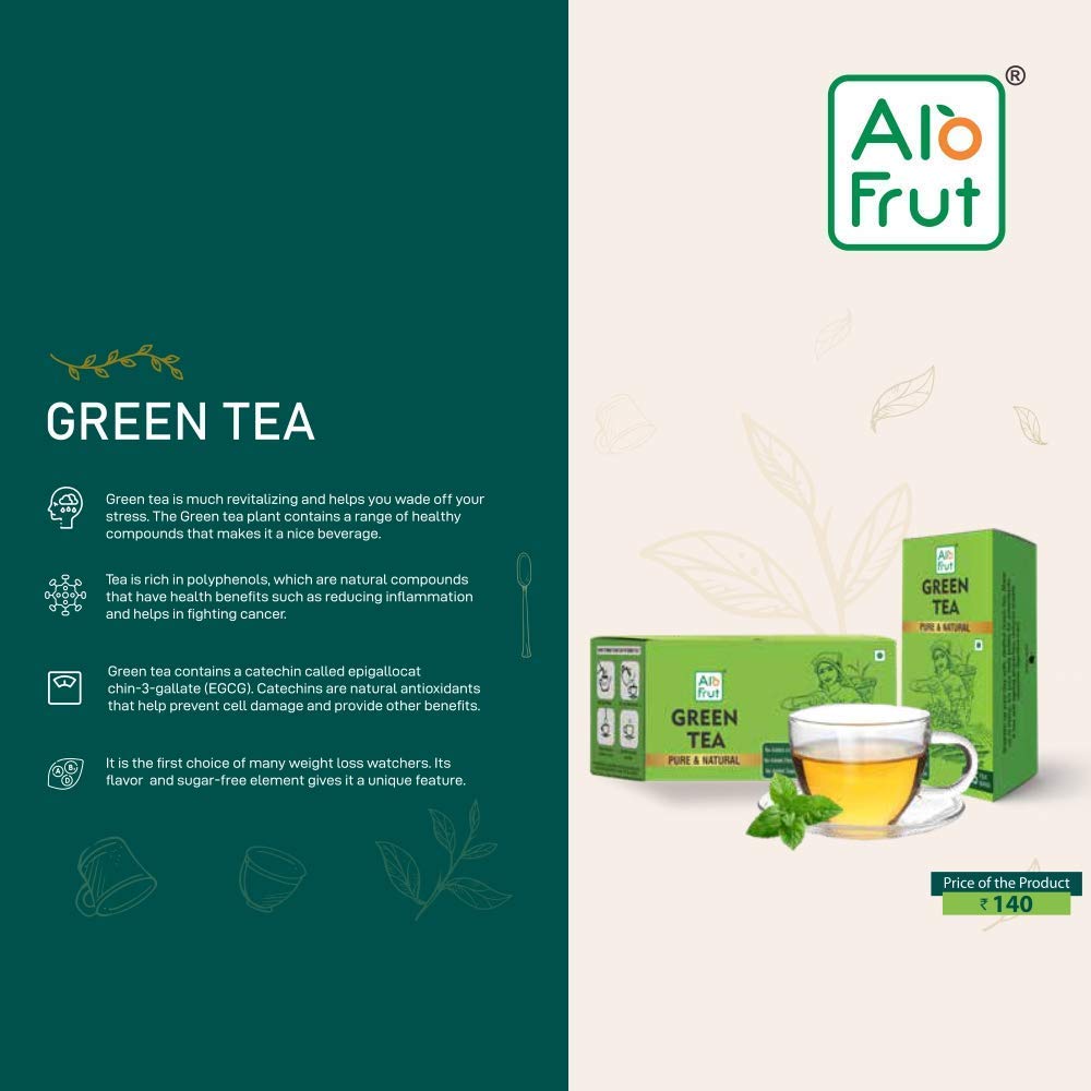 Alo Frut Green Tea Combo Pack of Green Tea , Tulsi Green Tea , Ginger Green Tea, Lemon Green Tea