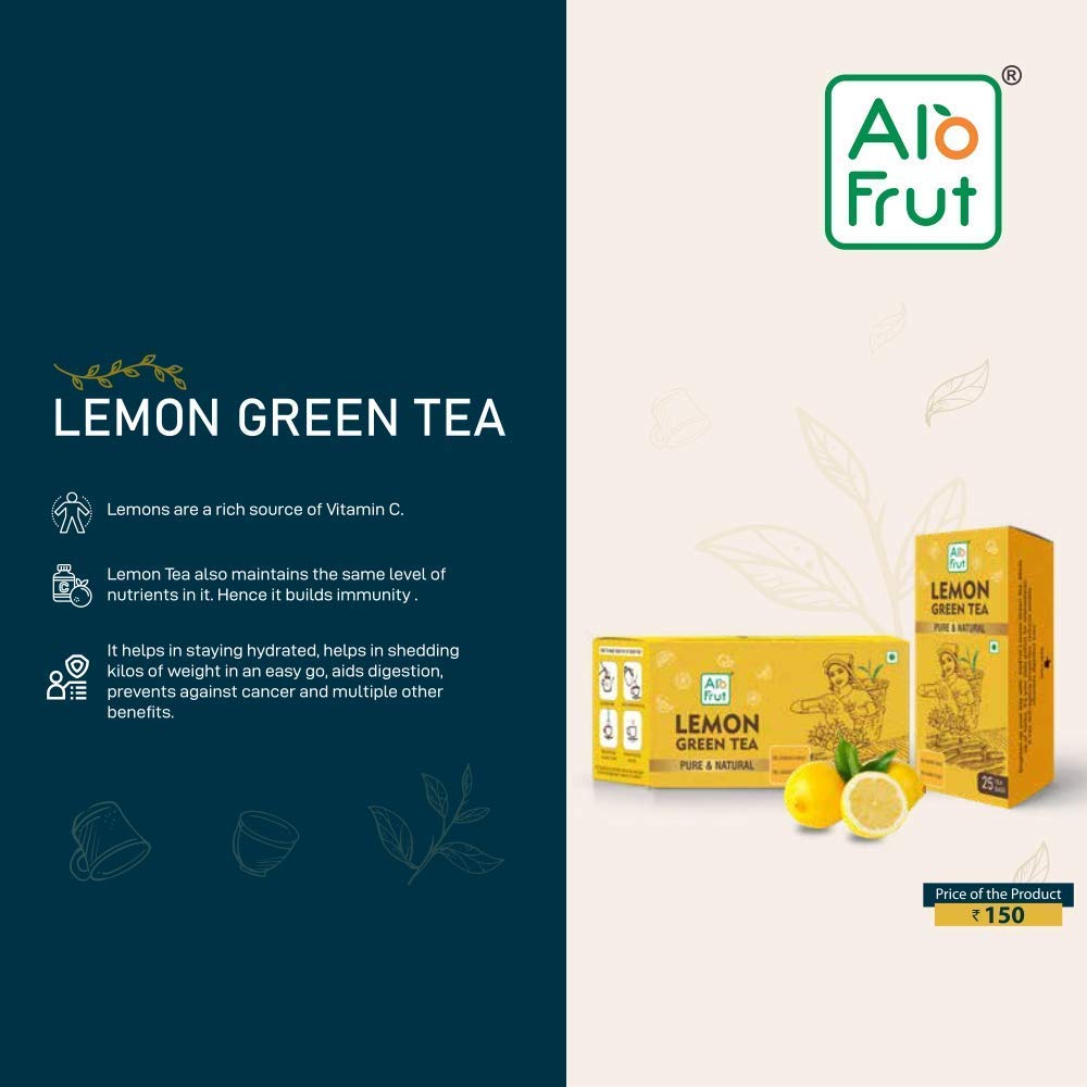 Alo Frut Green Tea Combo Pack of Green Tea , Tulsi Green Tea , Ginger Green Tea, Lemon Green Tea