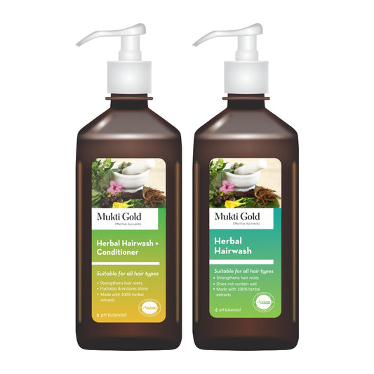 Axiom Mukti Gold Combo of herbal Hairwash 400 ml (dispenser) and Herbal Hairwash with Conditioner 500ml (dispenser)