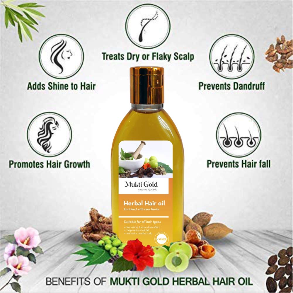 Hair Problems Combo (Bhringraj 500ml + Amla Juice 1000ml + Mukti Gold Herbal Hairwash Shampoo 500ml + Mukti Gold Hair Oil 100ml)