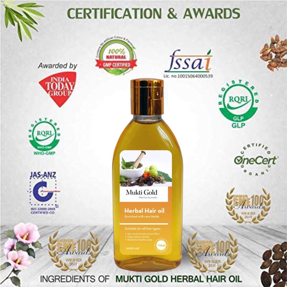 Hair Problems Combo (Bhringraj 500ml + Amla Juice 1000ml + Mukti Gold Herbal Hairwash Shampoo 400ml + Mukti Gold Hair Oil 100ml)