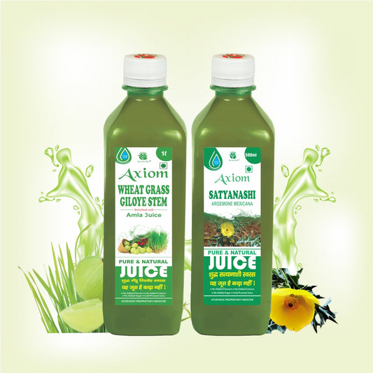 Axiom Anti-Ageing Combo of Satyanashi Juice and Wheatgrass Giloye Stem