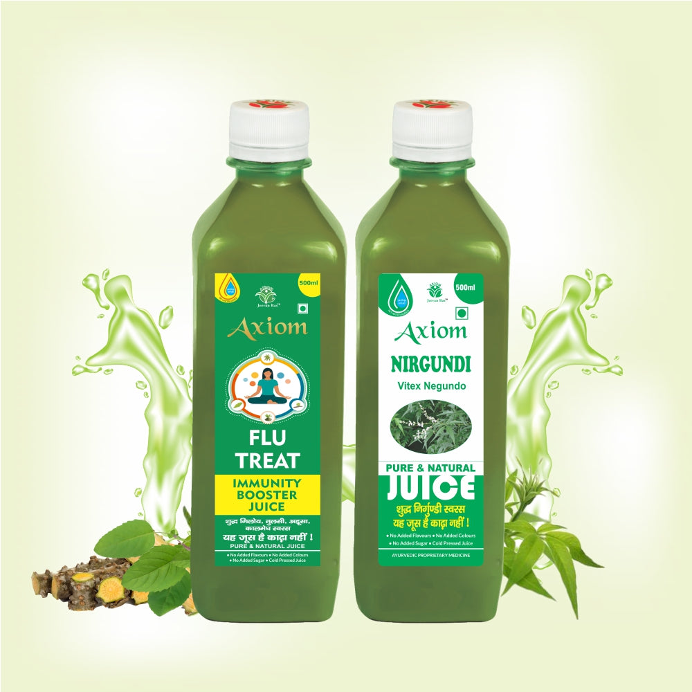 Axiom Malaria Dengue Combo of Flu Treat Juice and Nirgundi Juice