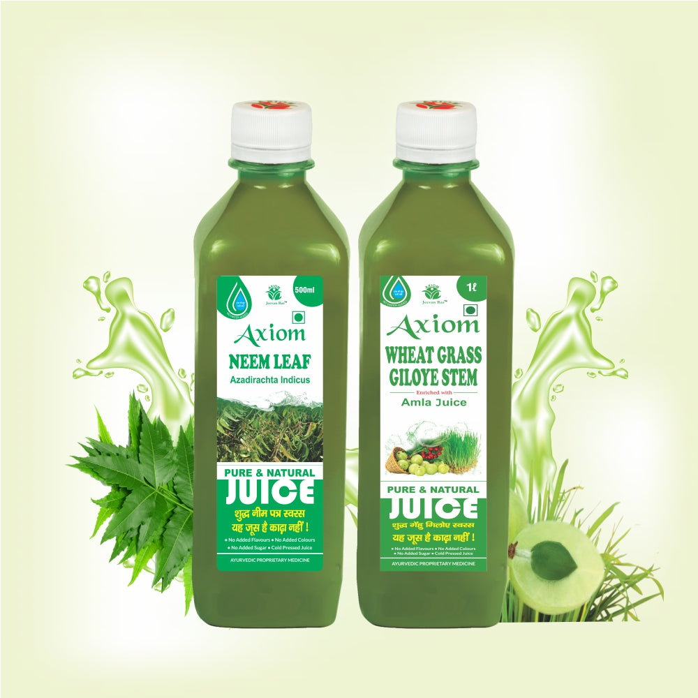 Axiom Renal Problem Combo of Neem Leaf Juice and Wheatgrass Giloye Stem Juice