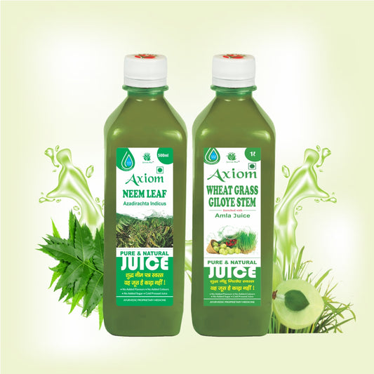 Axiom Renal Problem Combo of Neem Leaf Juice and Wheatgrass Giloye Stem Juice