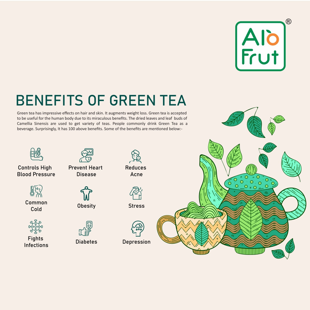 Alo Frut Green Tea Pure & natural 25 Tea Bags Pack of (3)