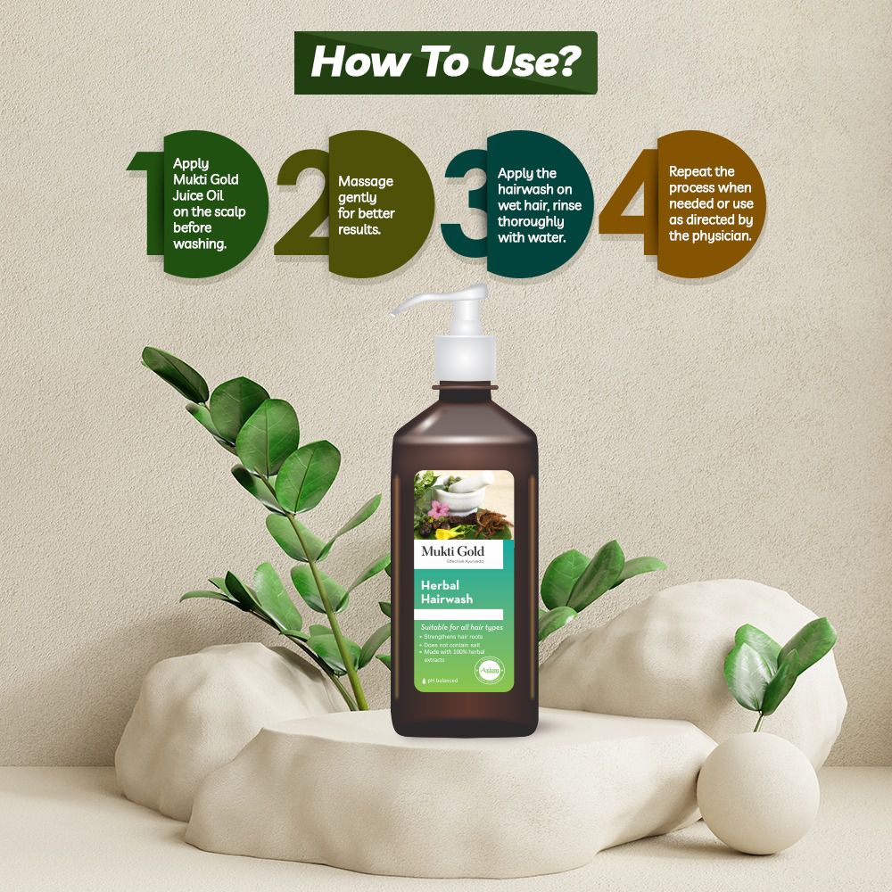 How to Use Mukti Gold Herbal Hair wash (Dispenser) Benefits