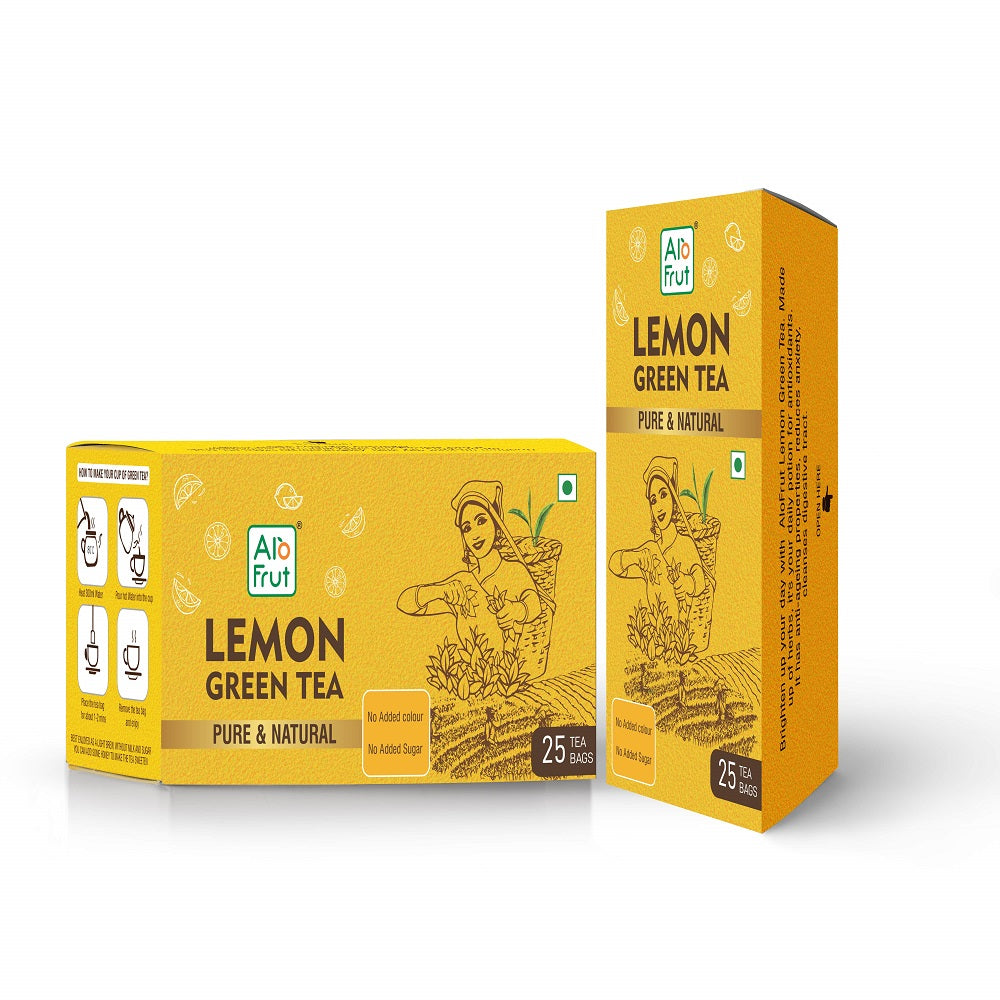 Alo Frut Lemon Green Tea Pure & natural 25 Tea Bags Pack of (3)