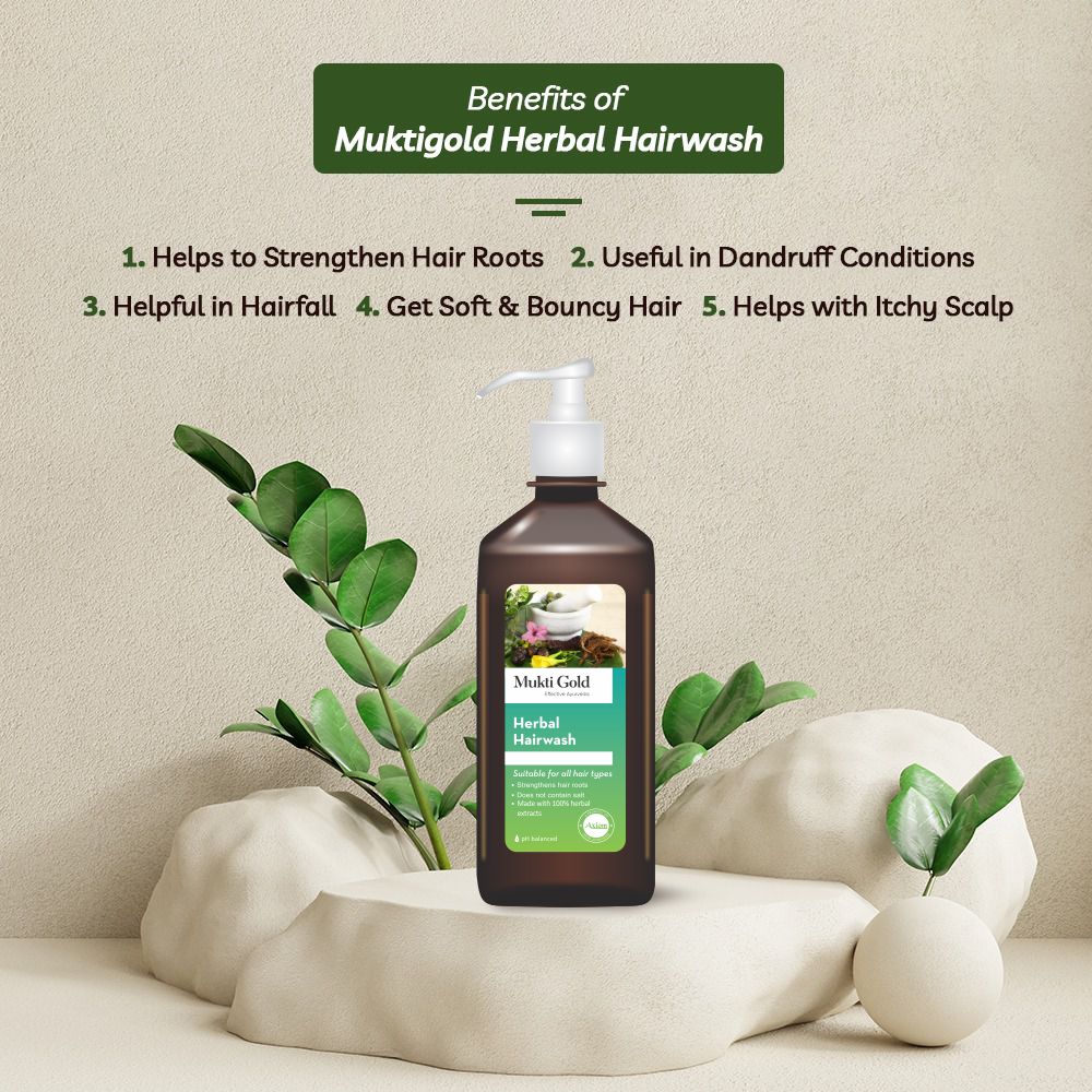 Mukti Gold Herbal Hair wash (Dispenser) Benefits