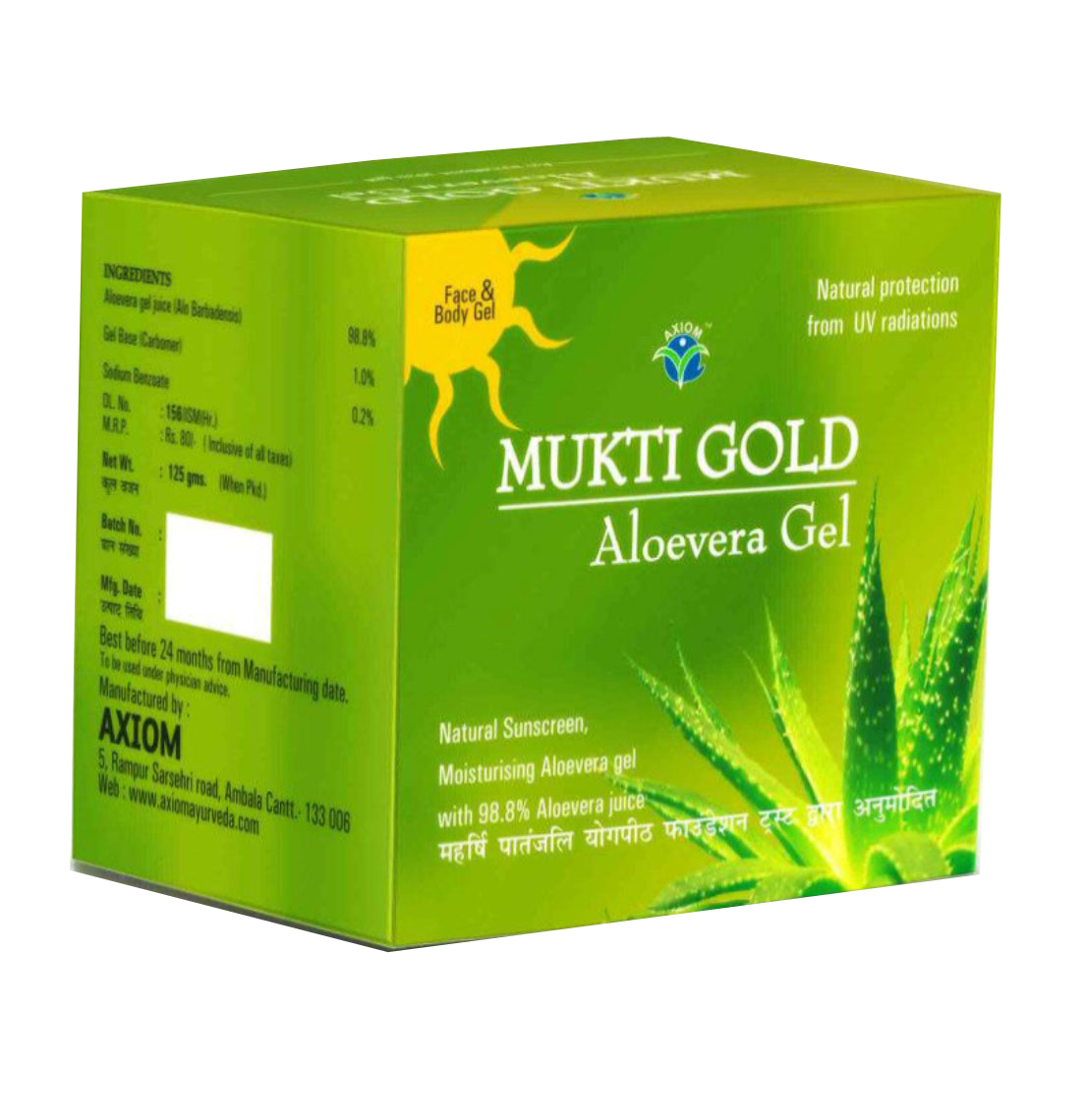 Mukti Gold Aloevera Green Gel 125g